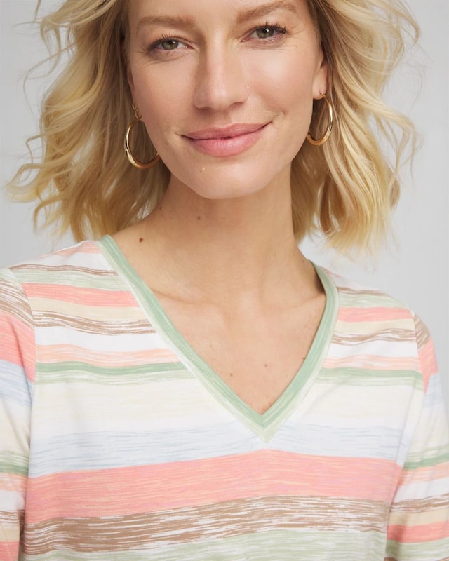 Perfect Multi-Striped V-Neck Tee - image 4